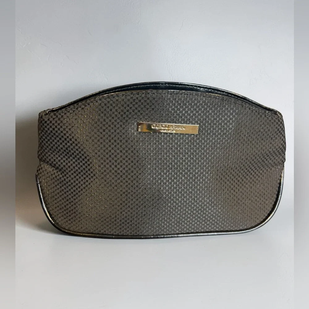 Giorgio Armani Black Textured Cosmetic Pouch/Travel Makeup Pouch